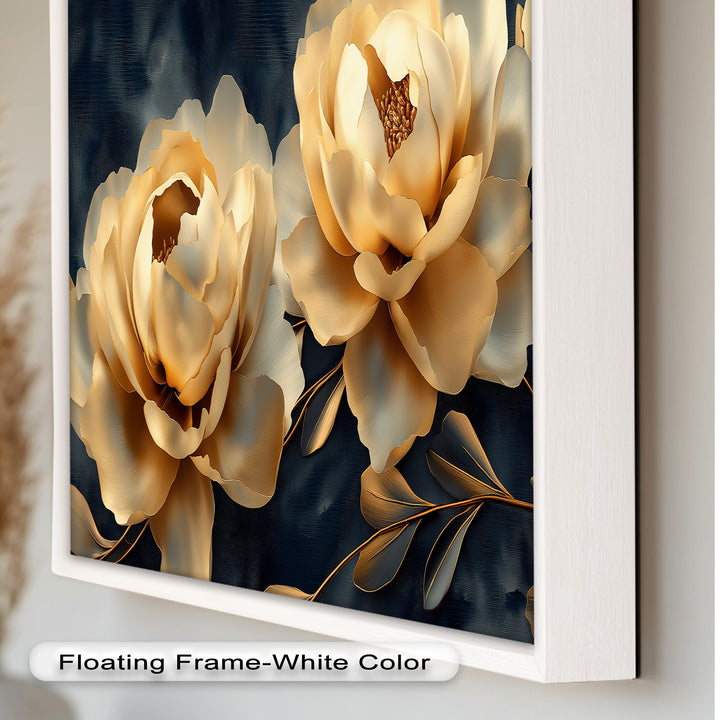 Golden Bloom Elegance – Flower Oil Painting