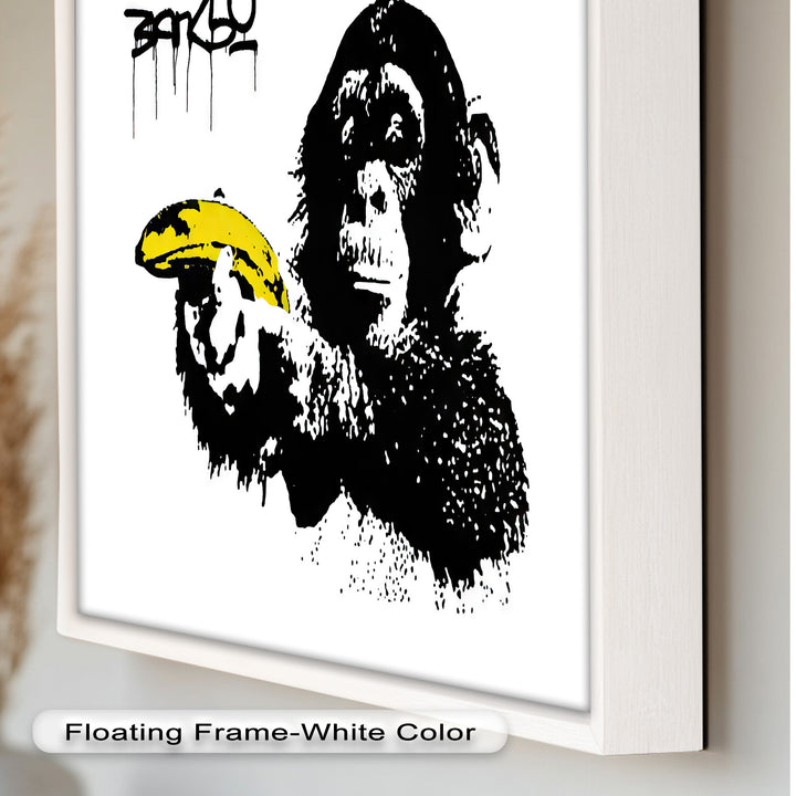 Monkey with Banana Gun – Satirical Banksy Oil Painting