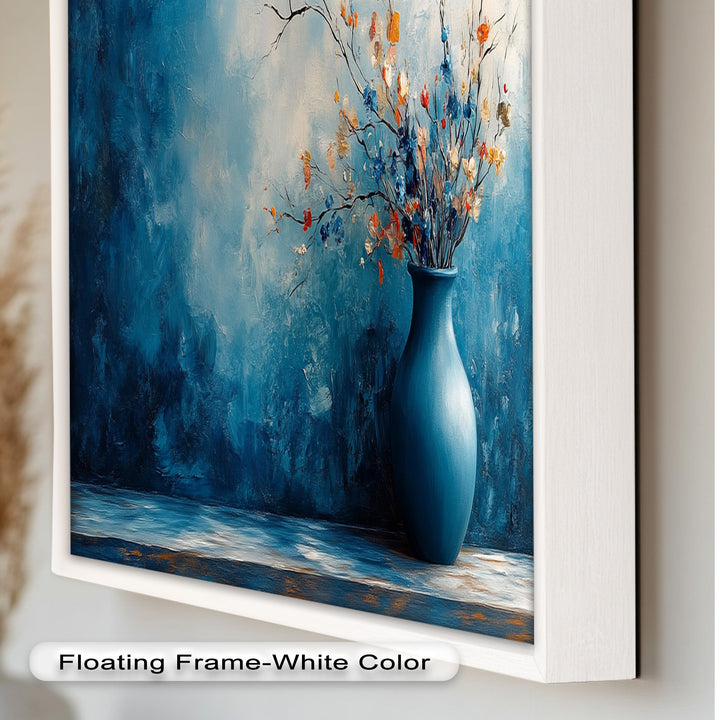 Blue Harmony Vase – Contemporary Floral Arrangement Flower Oil Painting