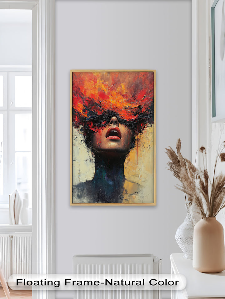 Inferno Within – Fiery Emotional Expression Abstract Oil Painting