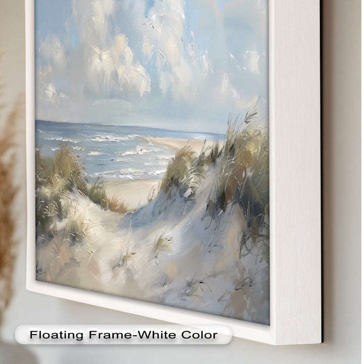 White Sand Beach Sandy Path Landscape – Coastal Oil Painting