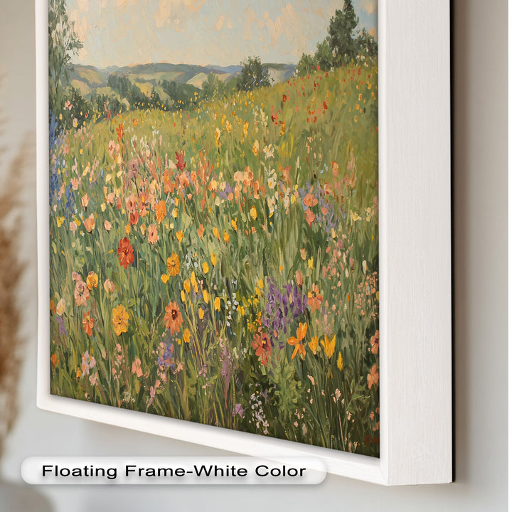 Wildflower Field Impressionist – Framed Landscape Oil Painting