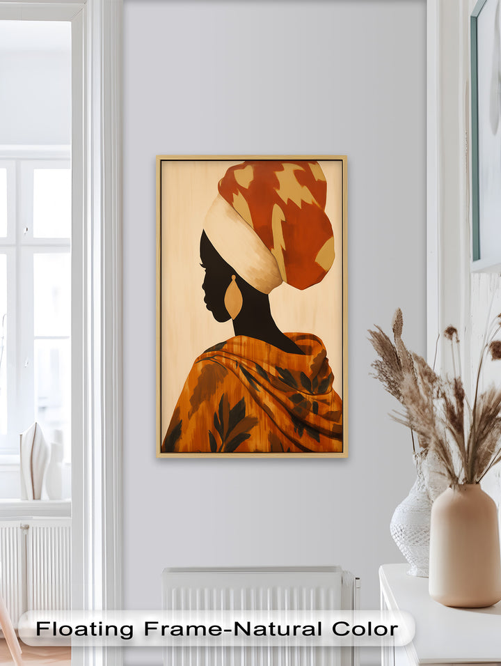 Afrikanische Frau Silhouette Kunst - Gerahmtes Ölgemälde