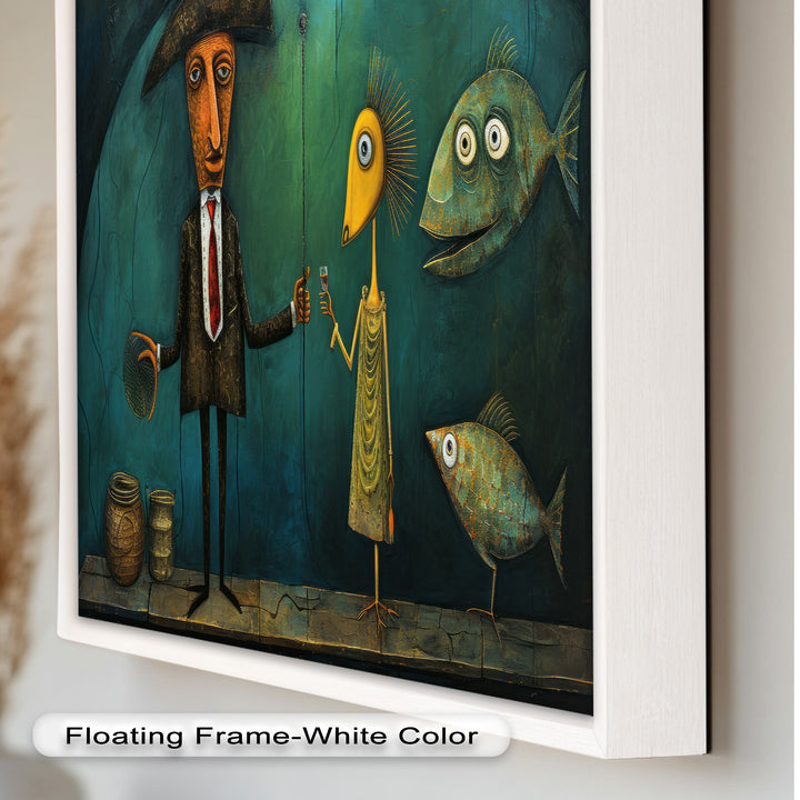 Moonlight Toast – Whimsical Surrealist Underwater Picasso Oil Painting
