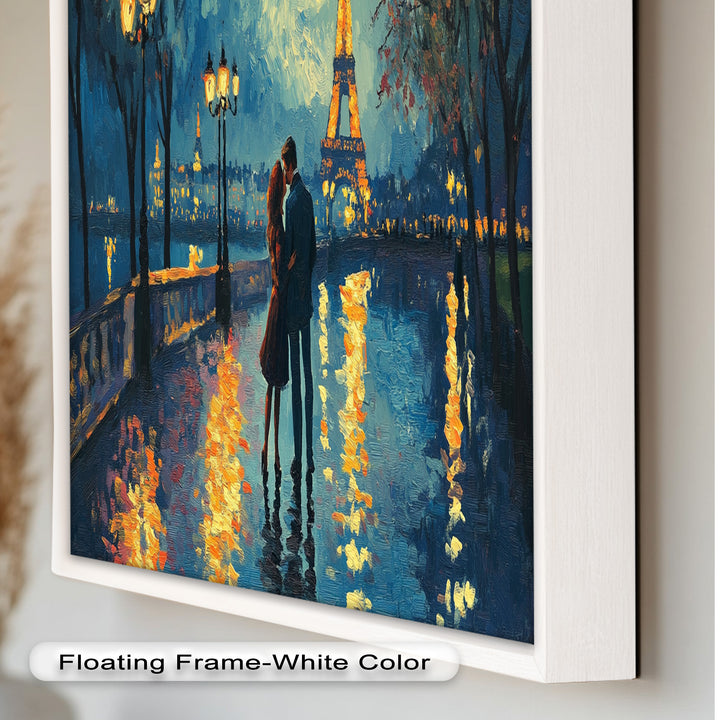 Moonlit Reflections – Eiffel Tower Romance Love Oil Painting