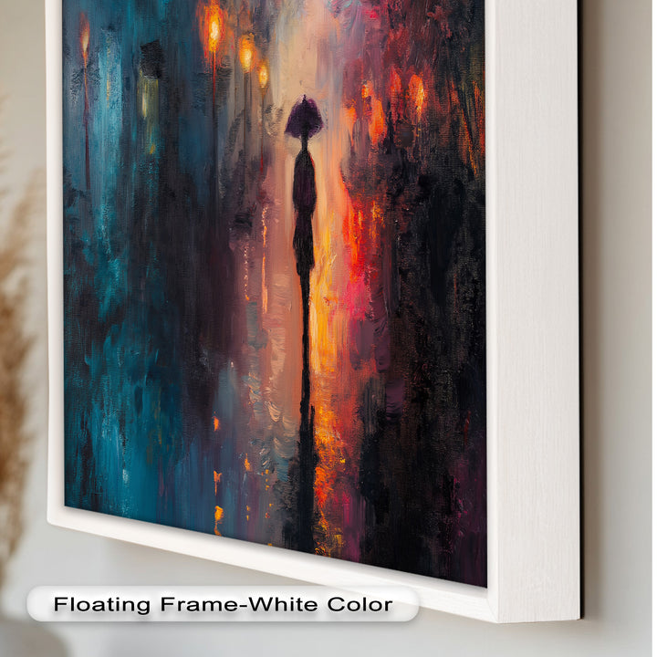 Evening Solitude – Romantic Rainy Stroll Love Oil Painting