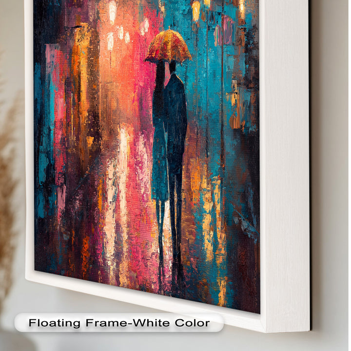 Evening Embrace – Lovers Under City Lights Love Oil Painting