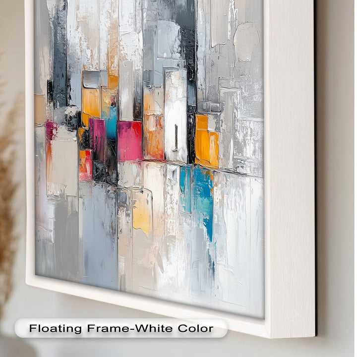 Urban Geometry – Color Block Cityscape Abstract Oil Painting