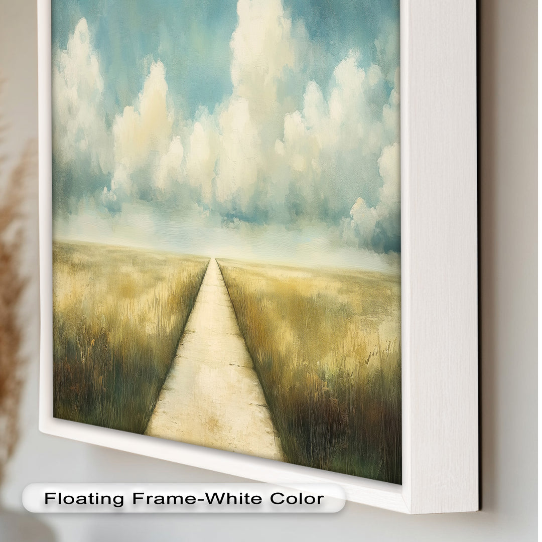 Cloudy Sky Wall Art – Minimal Landscape Oil Painting