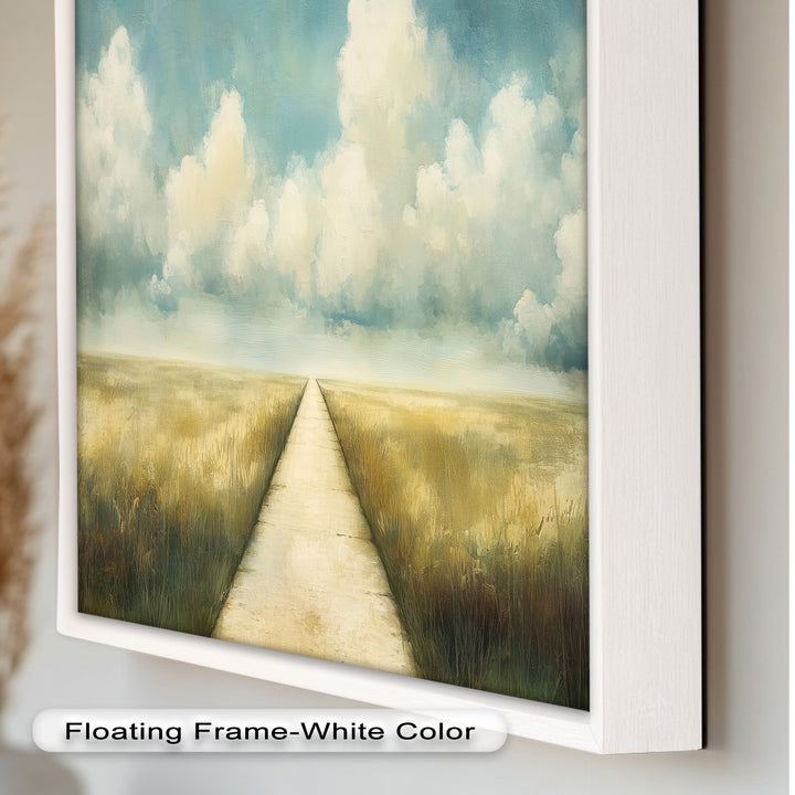 Cloudy Sky Wall Art – Minimal Landscape Oil Painting