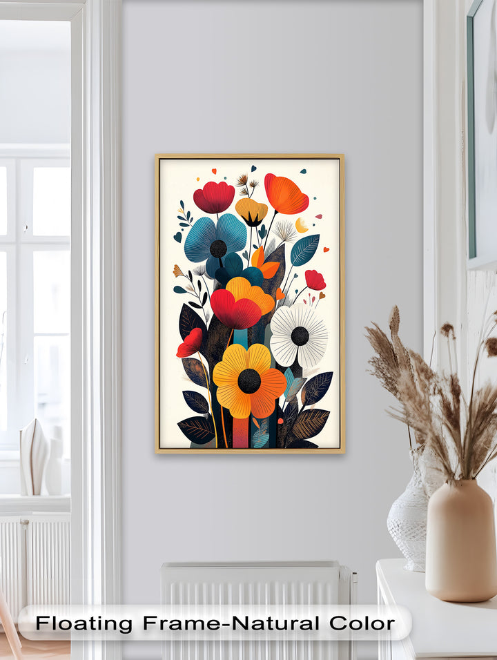 Lebendiger Herzgarten – Wunderliches Blumenölgemälde