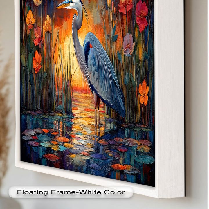 Heron at Sunset  – Animal Oil Painting