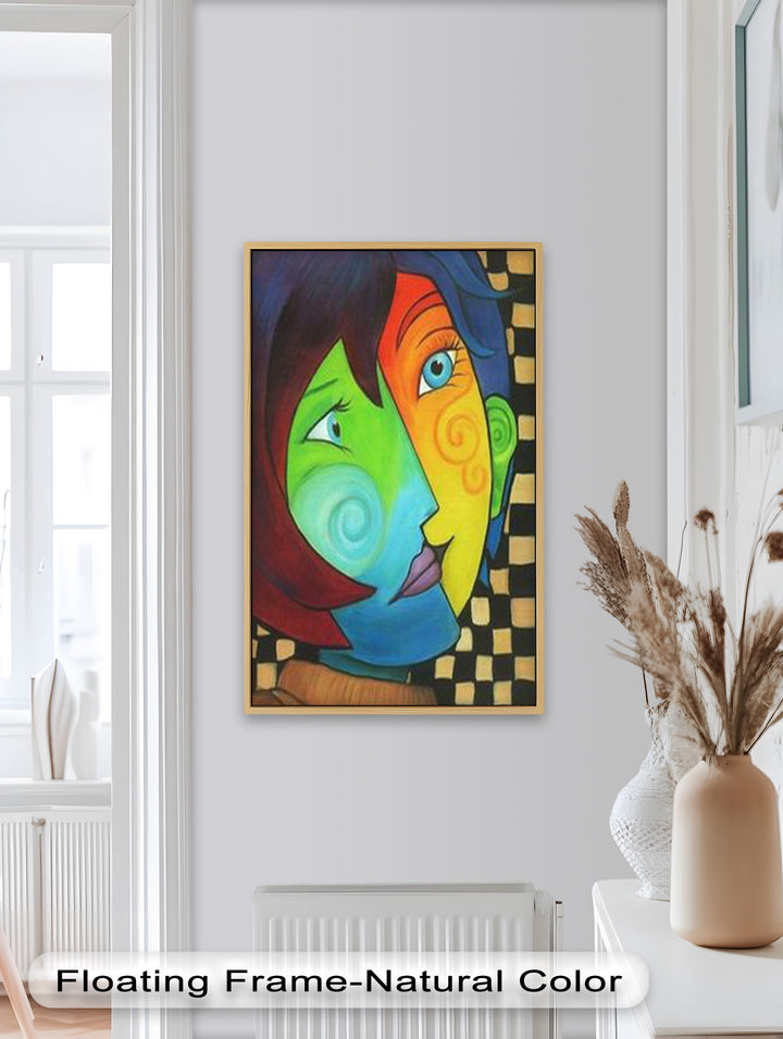 Colorful Duality – Surreal Portrait Fusion in Picasso Oil Painting