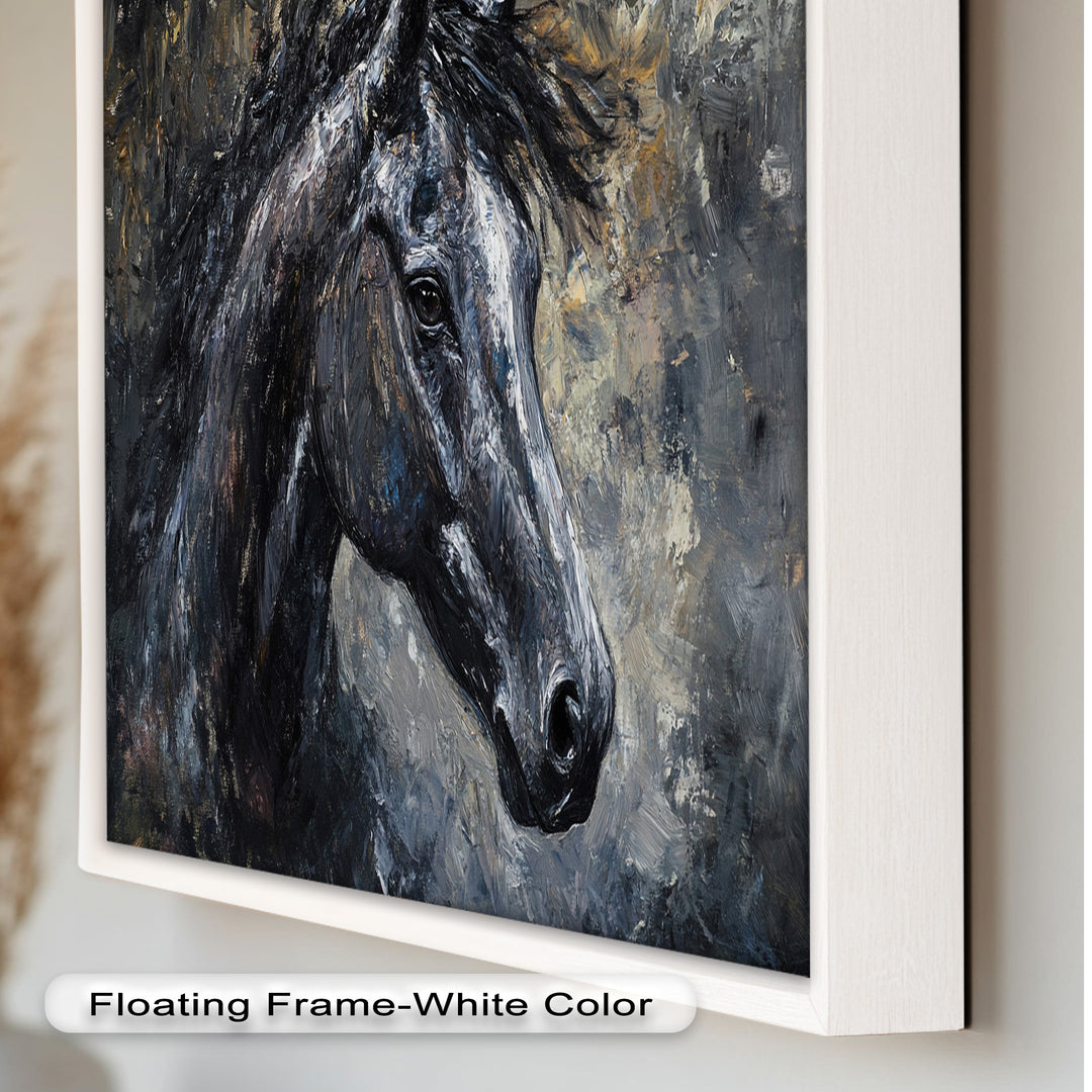 Black Horse Portrait - Animal Oil Painting