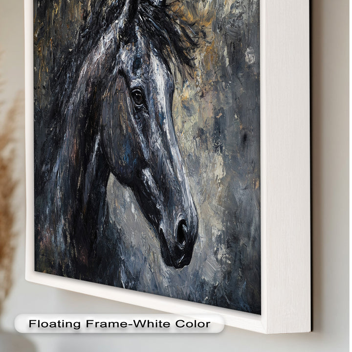 Black Horse Portrait - Animal Oil Painting