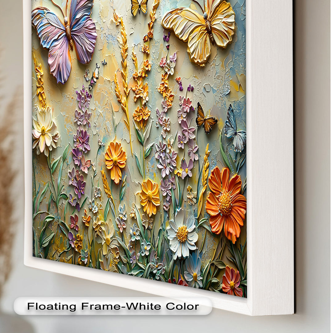 Abstract Floral Butterflies – Modern Oil Painting