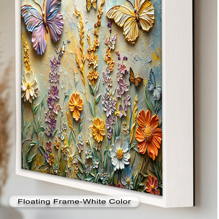Abstract Floral Butterflies – Modern Oil Painting