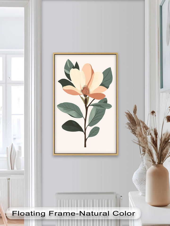 Minimal Magnolia – Elegantes botanisches Ölgemälde