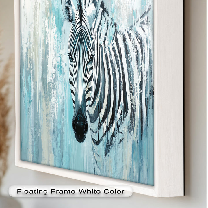 Zebra in Blue Abstract Style - Animal Oil Painting