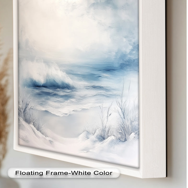 Coastal Wall Art - Snowy Beach Seascape Oil Painting