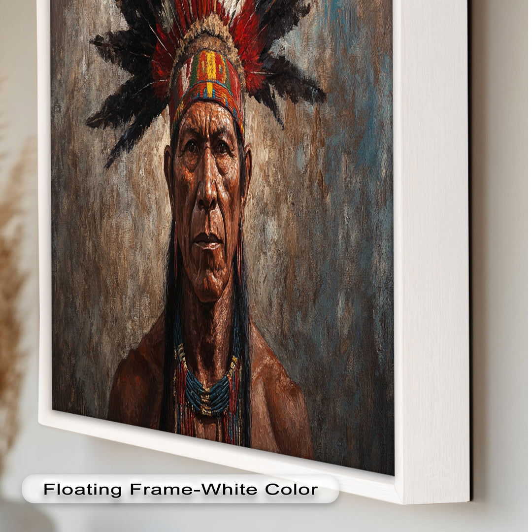 Echo of the Ancestors – Native Warrior Portrait Oil Painting