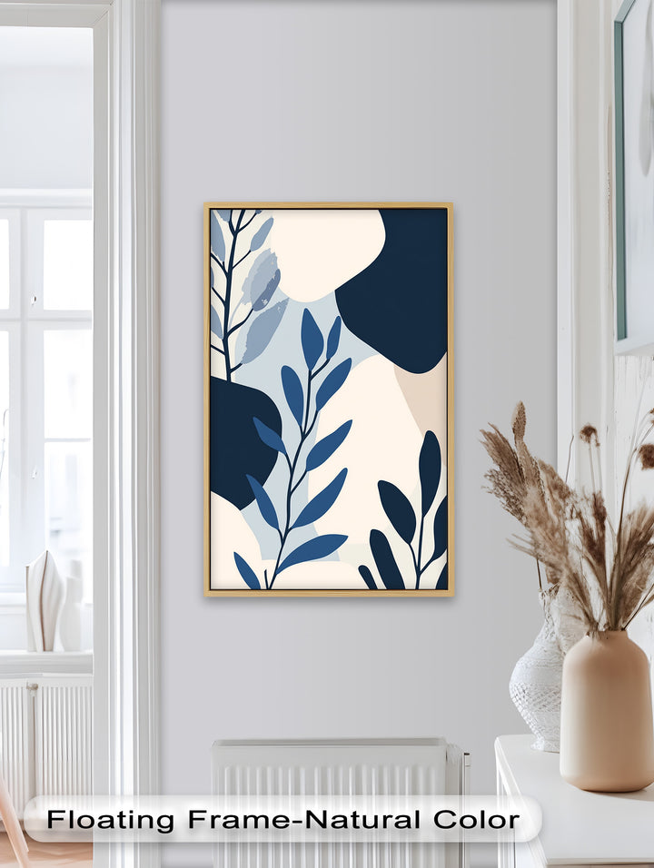 Indigo Serenity – Minimalist Botanical Oil Painting