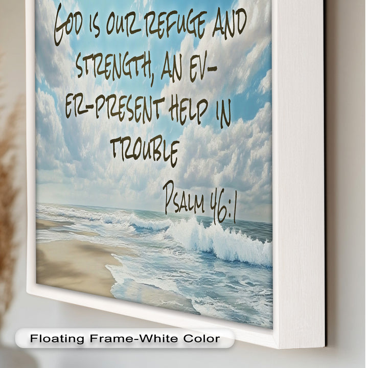 Psalm 46:1 – Refuge and Strength Bible Verse Oil Painting