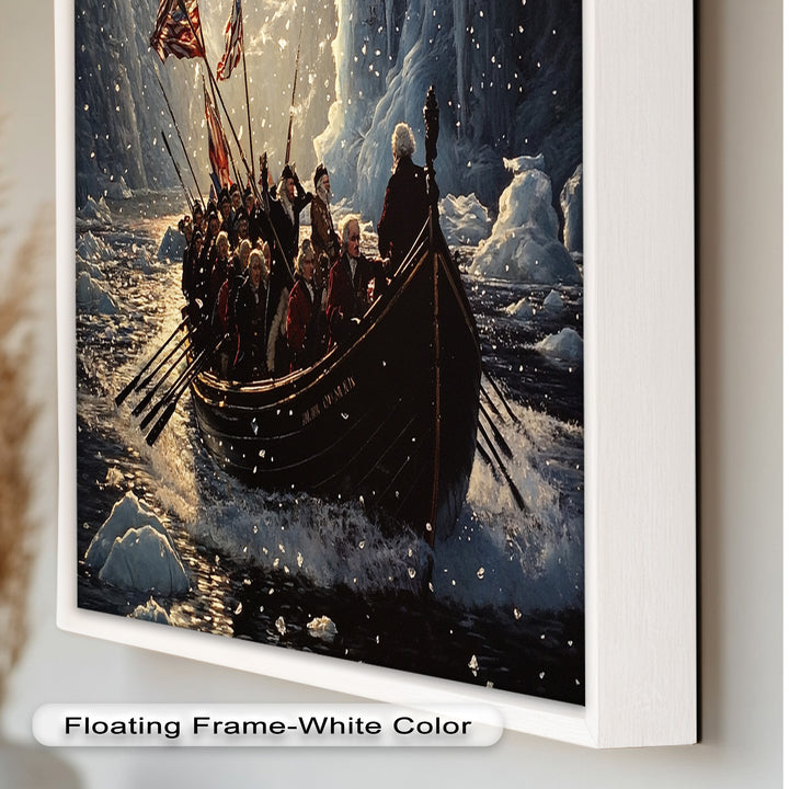 Crossing the Ice – Patriotic Revolutionary Boat Oil Painting
