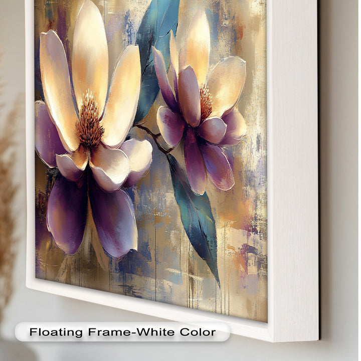 Golden Magnolia Blossoms – Modern Floral Oil Painting