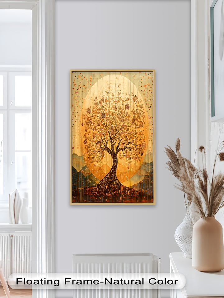 Tree of Light – Radiant Abstract Golden Tree Oil Painting
