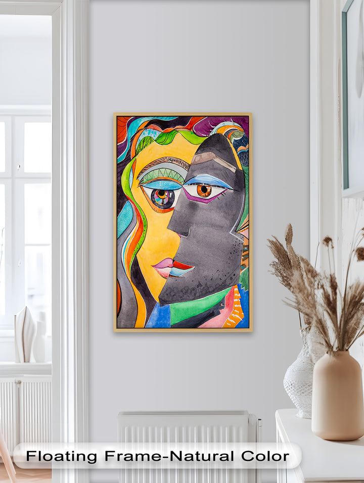 Dual Visions – Vibrant Abstract Faces Picasso Oil Painting