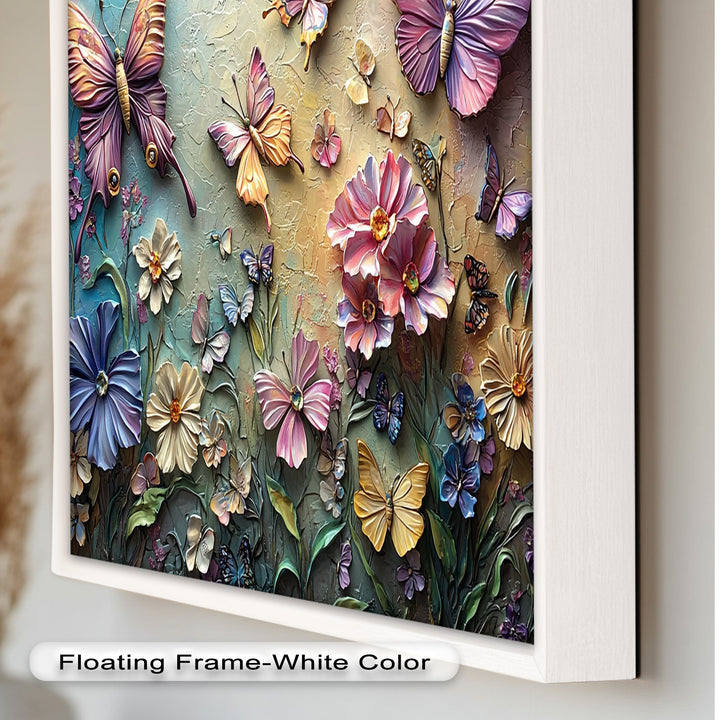 Butterflies Abstract Floral – Colorful Nature-Themed Oil Painting