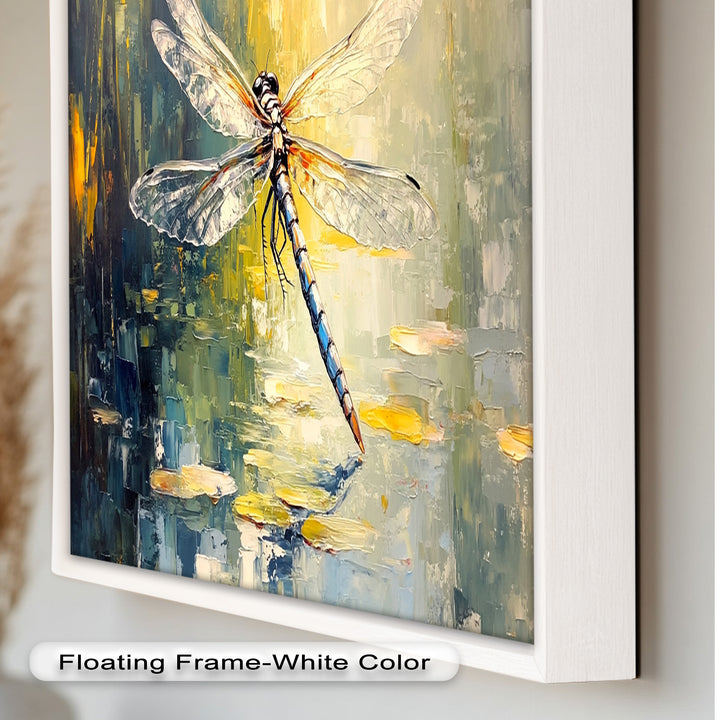 Shimmering Dragonfly Over Lily Pond – Animal Oil Painting