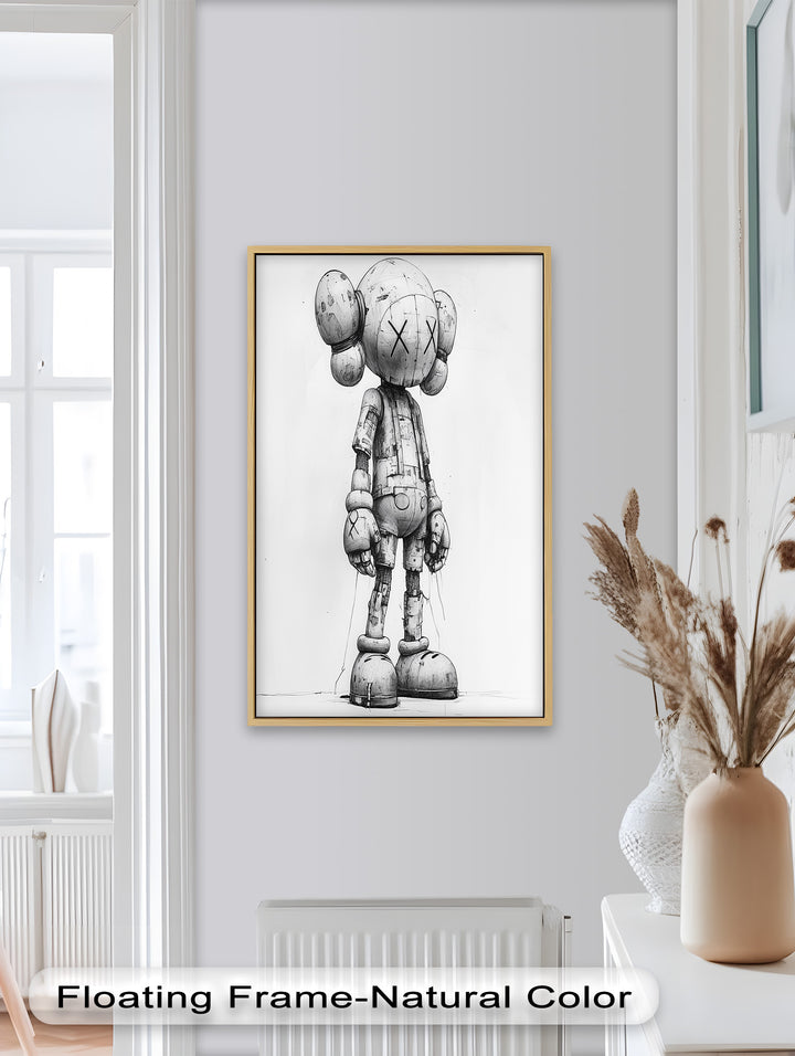 Timber Companion – Monochrome KAWS Oil Painting