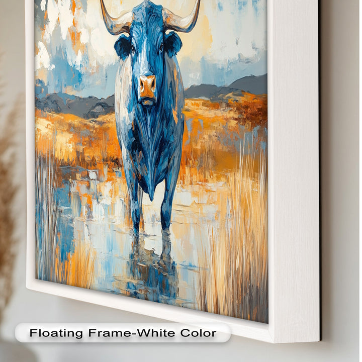 Blue Desert Bull – Animal Oil Painting
