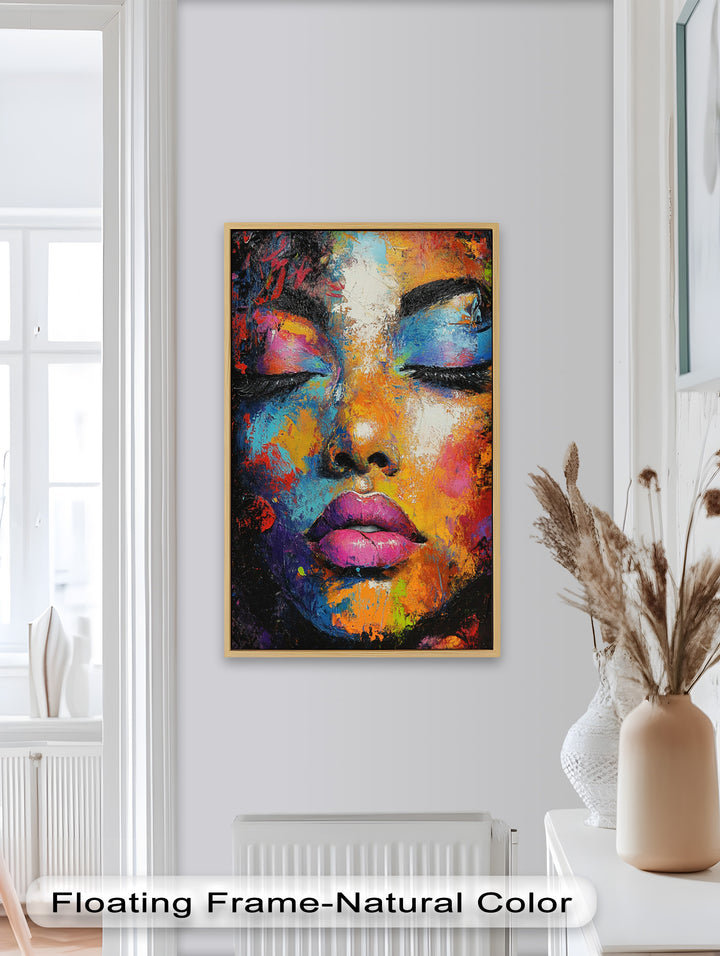 Chromatic Reverie – Bold Female Portrait in Abstract Oil Painting