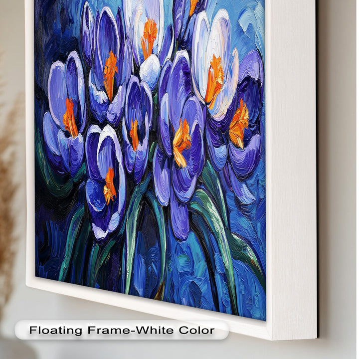 Crocus Flowers in Blue and Violet Hues - Flower Oil Painting
