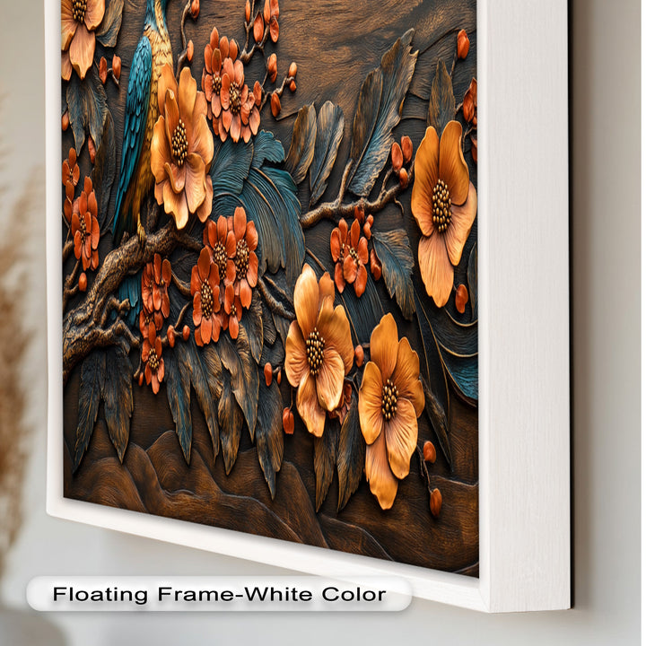 Flowers & Bird – Framed Oil Painting