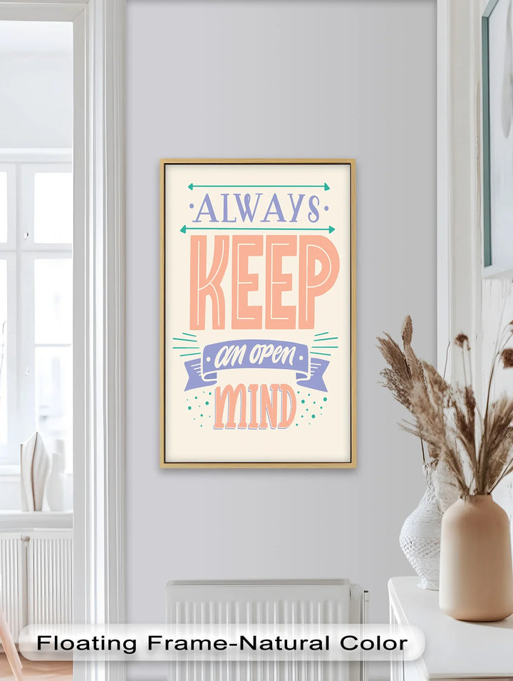 Modern Typography Oil Painting – “Always Keep an Open Mind” Inspirational Art
