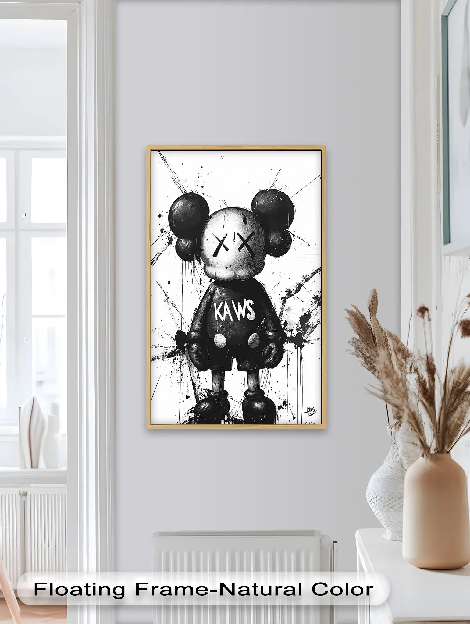 KAWS 絵画 油絵 油彩 肉筆 額縁 Black & White Figure – KAWS Graffiti Oil Painting – MyPhotoStation