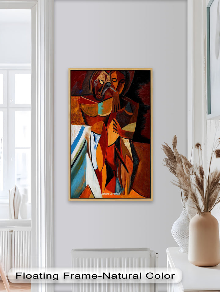 Abstract Embrace Wall Art – Cubist Oil Painting