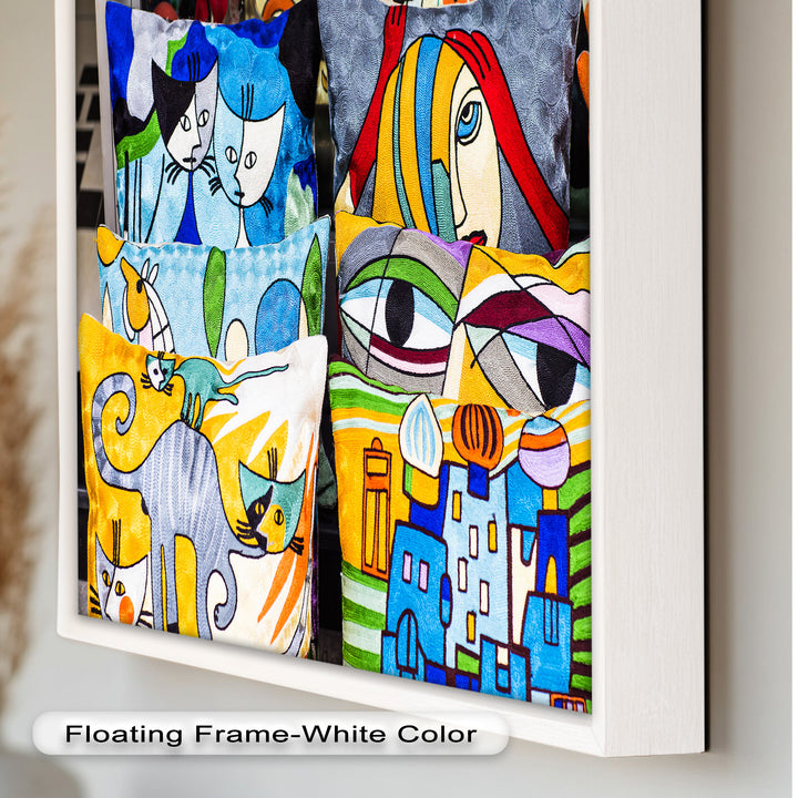 Colorful Cubist Cat & Face Pillows – Picasso Oil Painting
