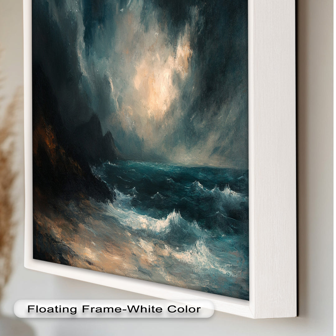 Ocean Wall Art - Stormy Coastline Seascape Oil Painting