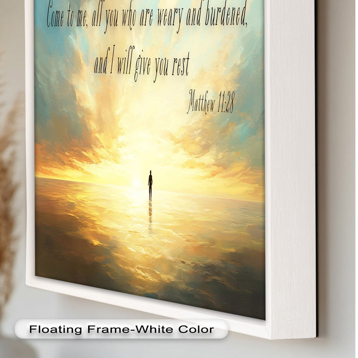 Matthew 11:28 – Rest in Christ Bible Verse Oil Painting