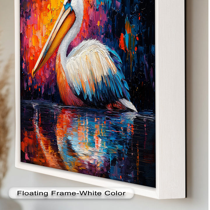 Sunset Pelican on Water – Animal Oil Painting