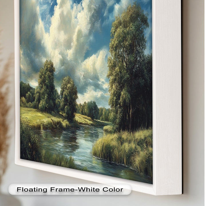 River Landscape Painting – Framed Oil Painting