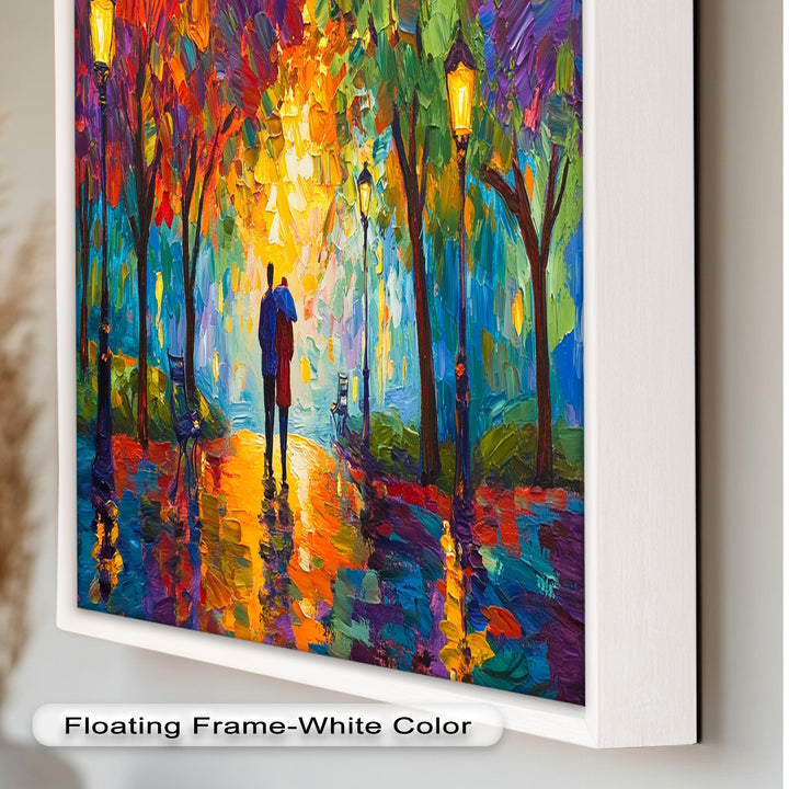 Autumn Radiance – Lovers Under the Colorful Canopy Love Oil Painting