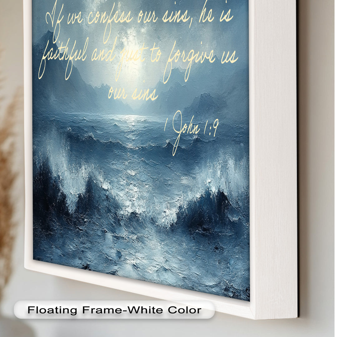 1 John 1:9 – Forgiveness and Grace Bible Verse Oil Painting