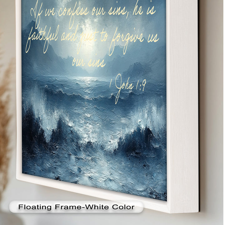 1 John 1:9 – Forgiveness and Grace Bible Verse Oil Painting