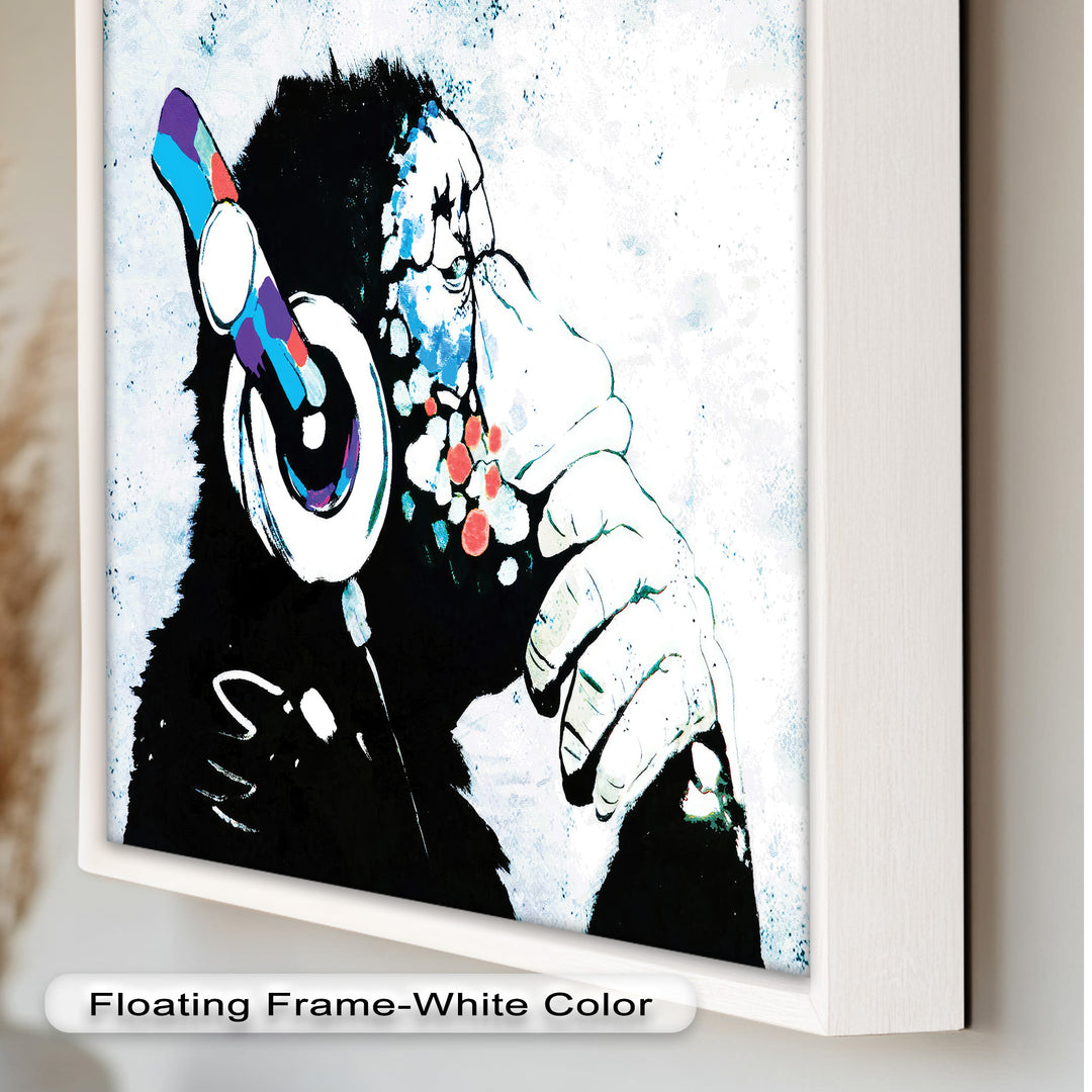 Contemplative Chimp with Headphone – Banksy Oil Painting